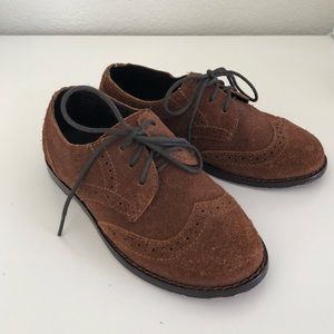 Janie & Jack suede wingtip boys dress shoes.